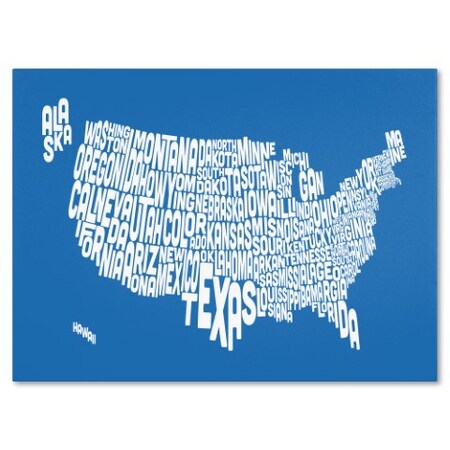 Trademark Fine Art Michael Tompsett 'SUMMER-USA States Text Map' Canvas Art, 30x47 MT0235-C3047GG